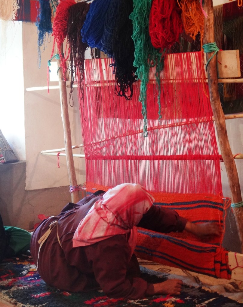 Rugmaker in Berber village